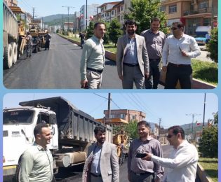 بازدید از روند اجرای روکش آسفالت خیابان شهید اسلامی