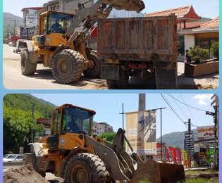 عملیات تسطیح و پاکسازی و خاکبرداری در خیابان افشار