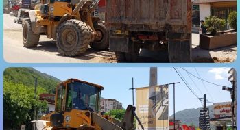 عملیات تسطیح و پاکسازی و خاکبرداری در خیابان افشار